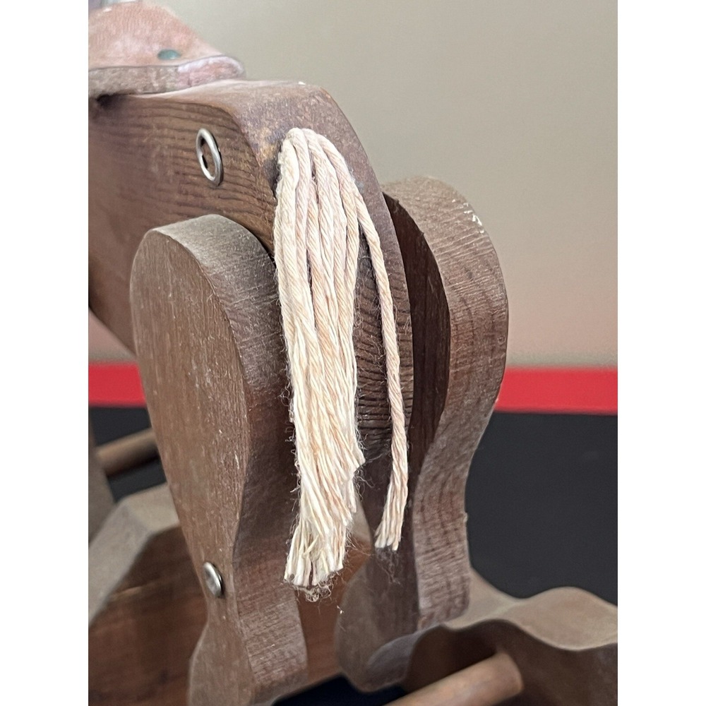 HANDMADE WOODEN ROCKING HORSE 9H X 11L X 5W SEE VIDEO (742) - Picture 9 of 12